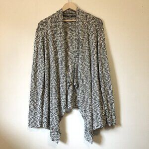 Marled Monochrome Handkerchief Hem Open Cardigan